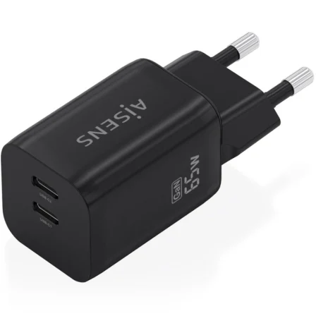 Aisens Cargador GaN 65W con 2xUSB-C Negro